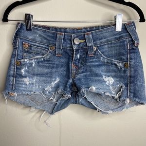 True Religion Bobby Distressed Denim Shorts 24